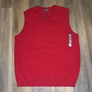Hart Schaffner Marx Sweater Vest Men's XLT Red Merino Wool Luxury Holiday Preppy